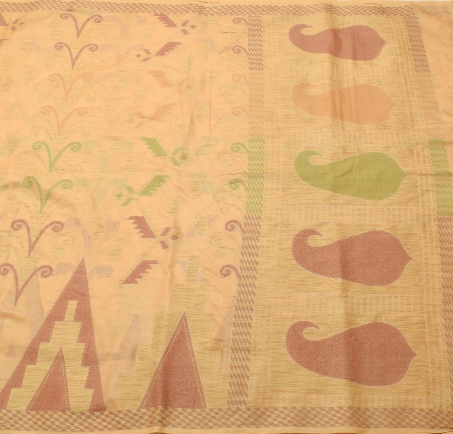 Sushila Vintage Brown Woven Saree 100% Pure Tussar Silk Indian Sari Craft Fabric