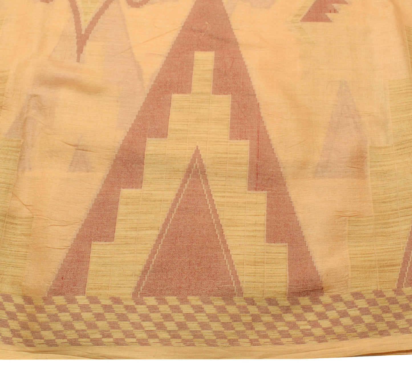 Sushila Vintage Brown Woven Saree 100% Pure Tussar Silk Indian Sari Craft Fabric