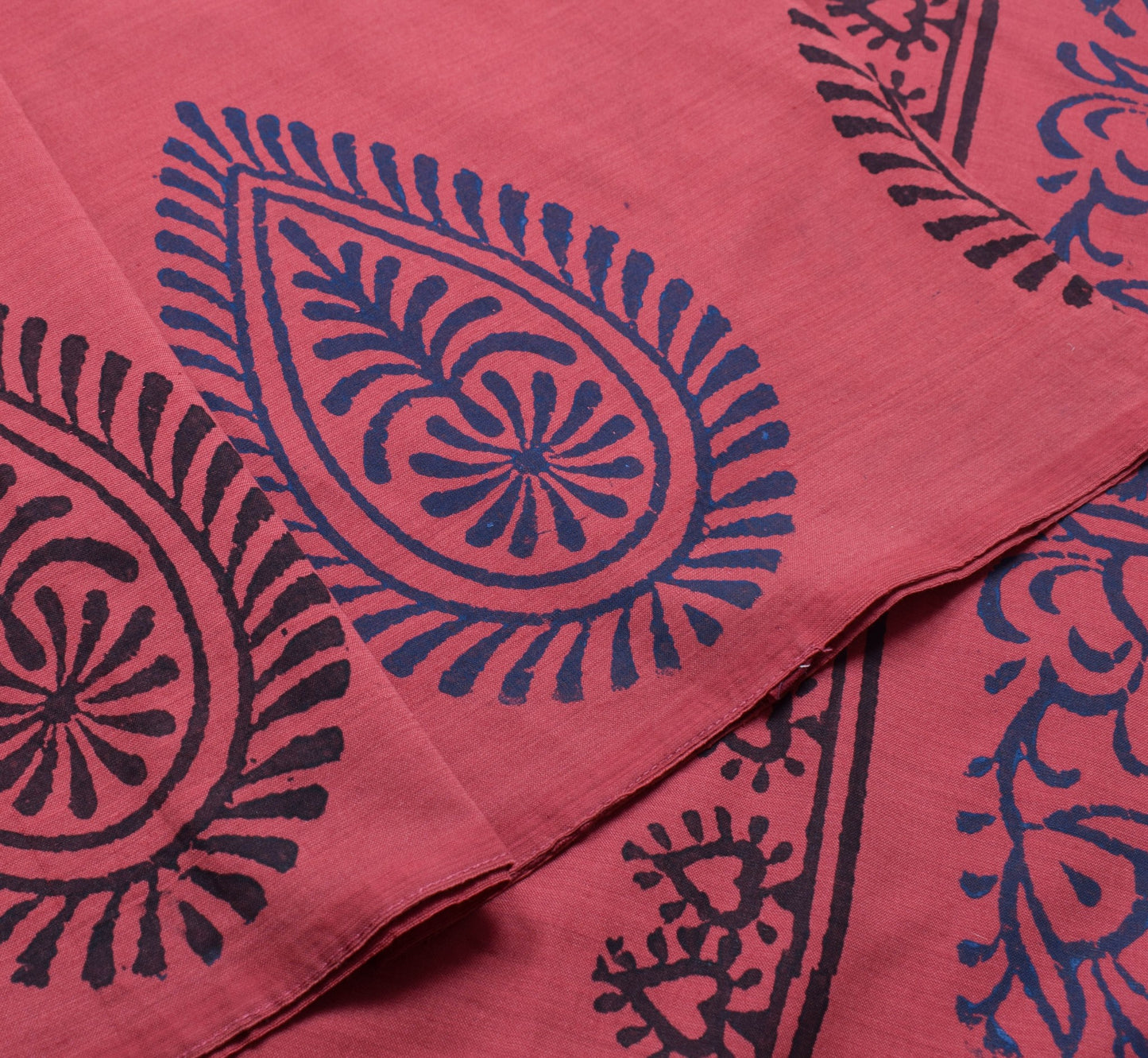 Sushila Vintage Maroon Saree 100% Pure Cotton Hand Block Printed Sari Fabric