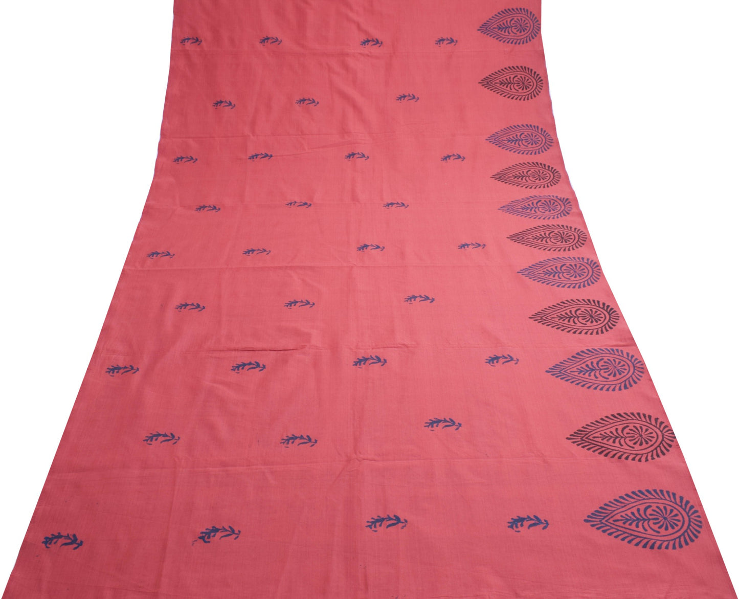 Sushila Vintage Maroon Saree 100% Pure Cotton Hand Block Printed Sari Fabric