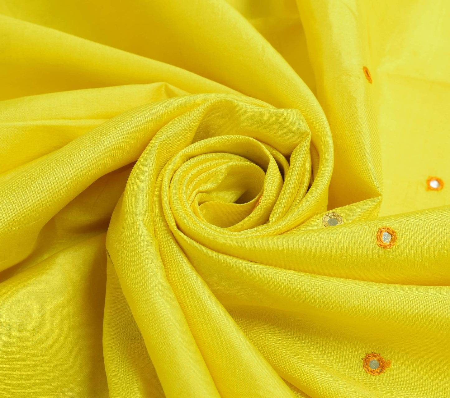 Sushila Vintage Yellow Saree Pure Silk Patch With Mirror Work Soft Sari Fabric