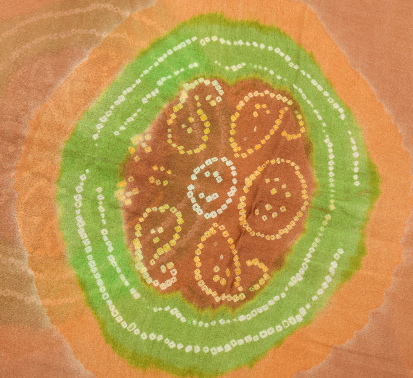Sushila Vintage Bandhani Printed Saree 100% Pure Silk Beown Soft Sari Fabric