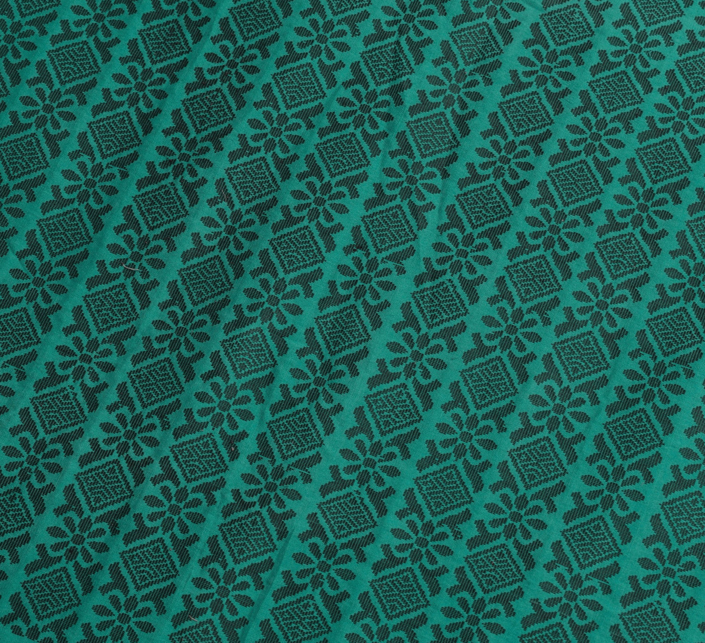 Sushila Vintage Red Saree Woven border Rudraksh motifs Pure Cotton Sari Fabric