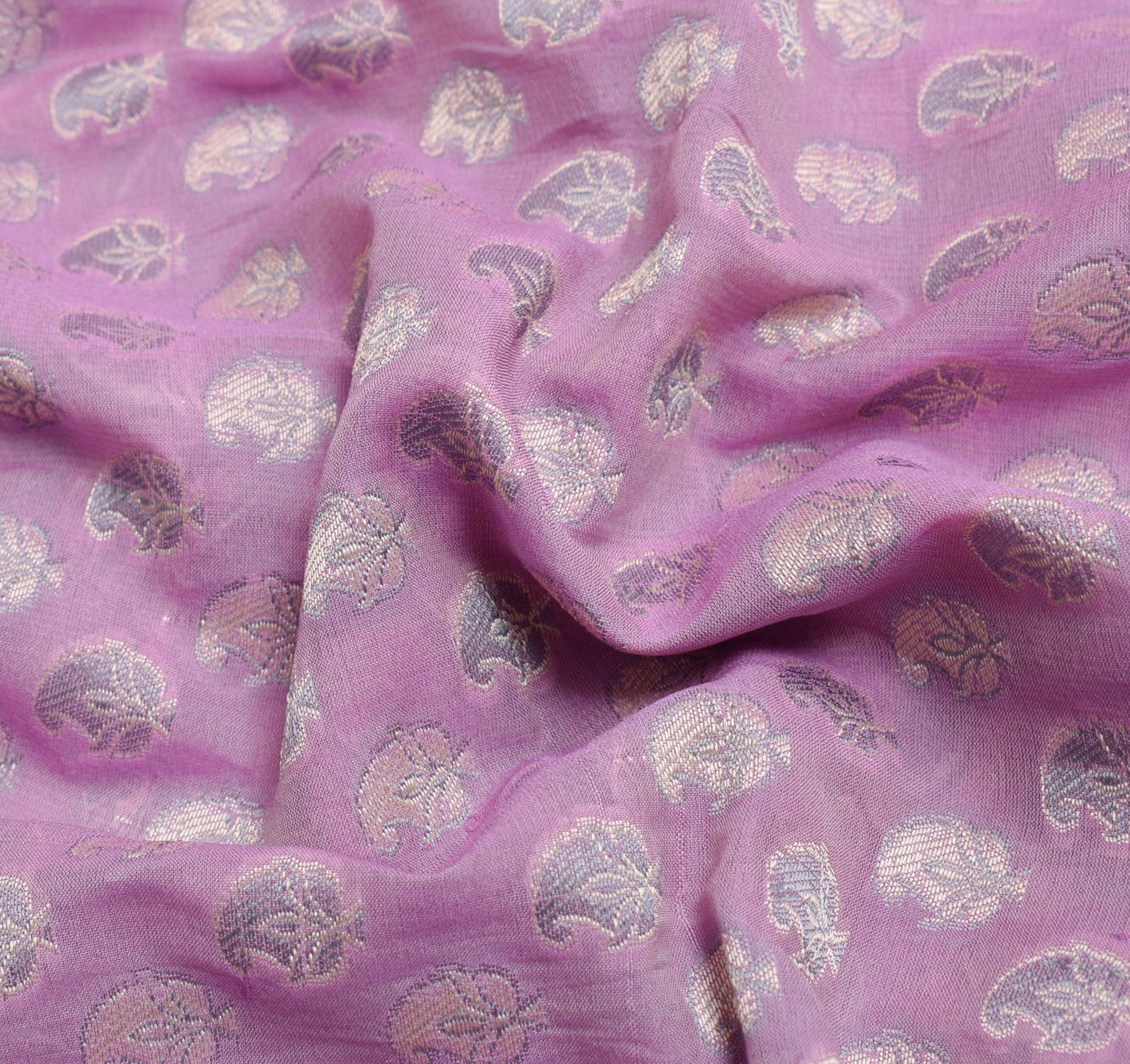 Sushila Vintage Lavender Saree Art Silk Paisley Banarasi Woven Sari Dress Fabric