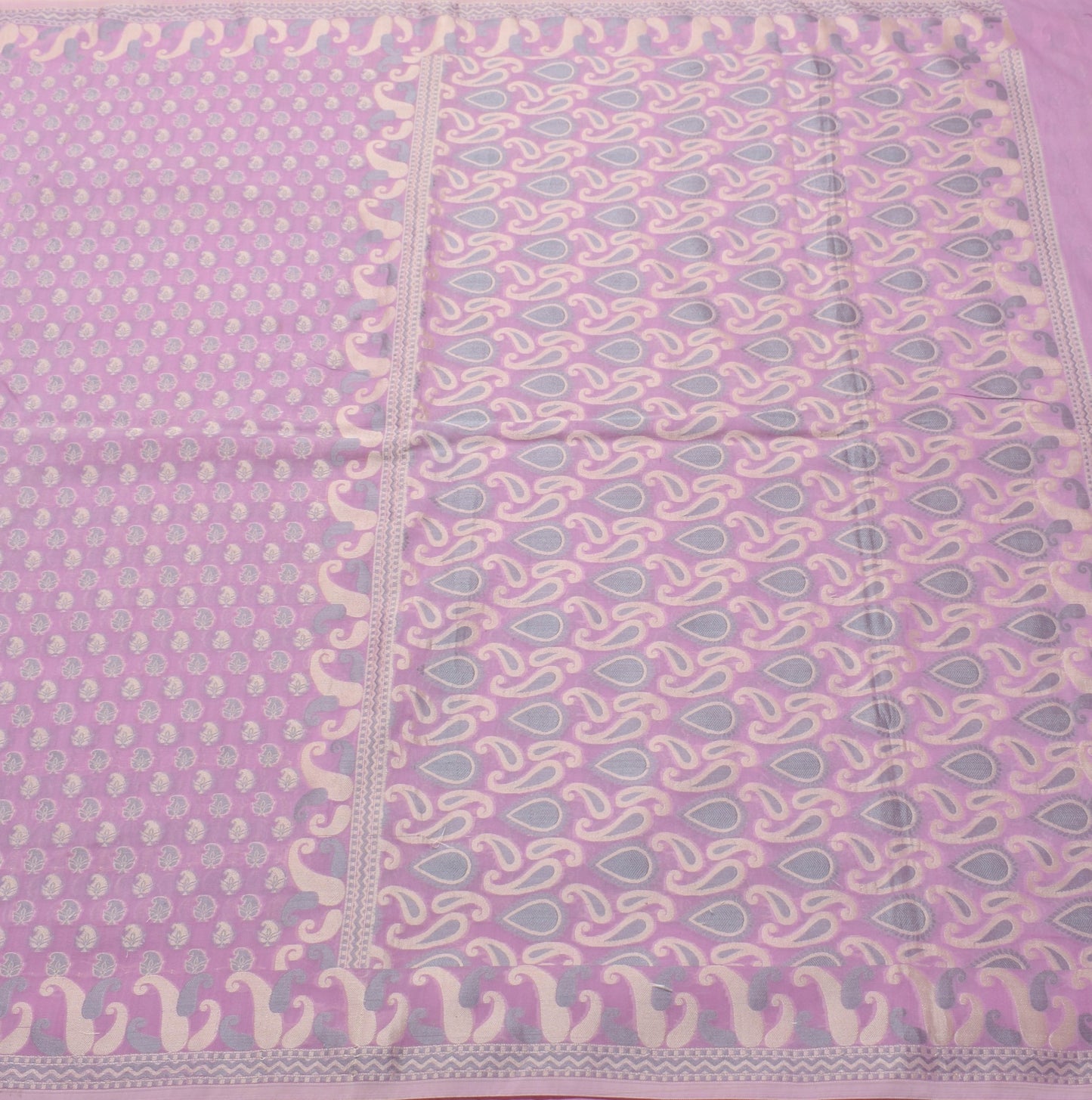 Sushila Vintage Lavender Saree Art Silk Paisley Banarasi Woven Sari Dress Fabric