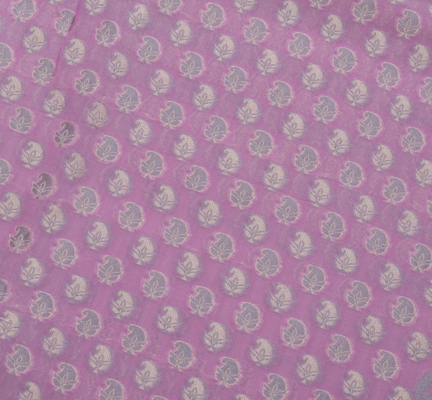 Sushila Vintage Lavender Saree Art Silk Paisley Banarasi Woven Sari Dress Fabric