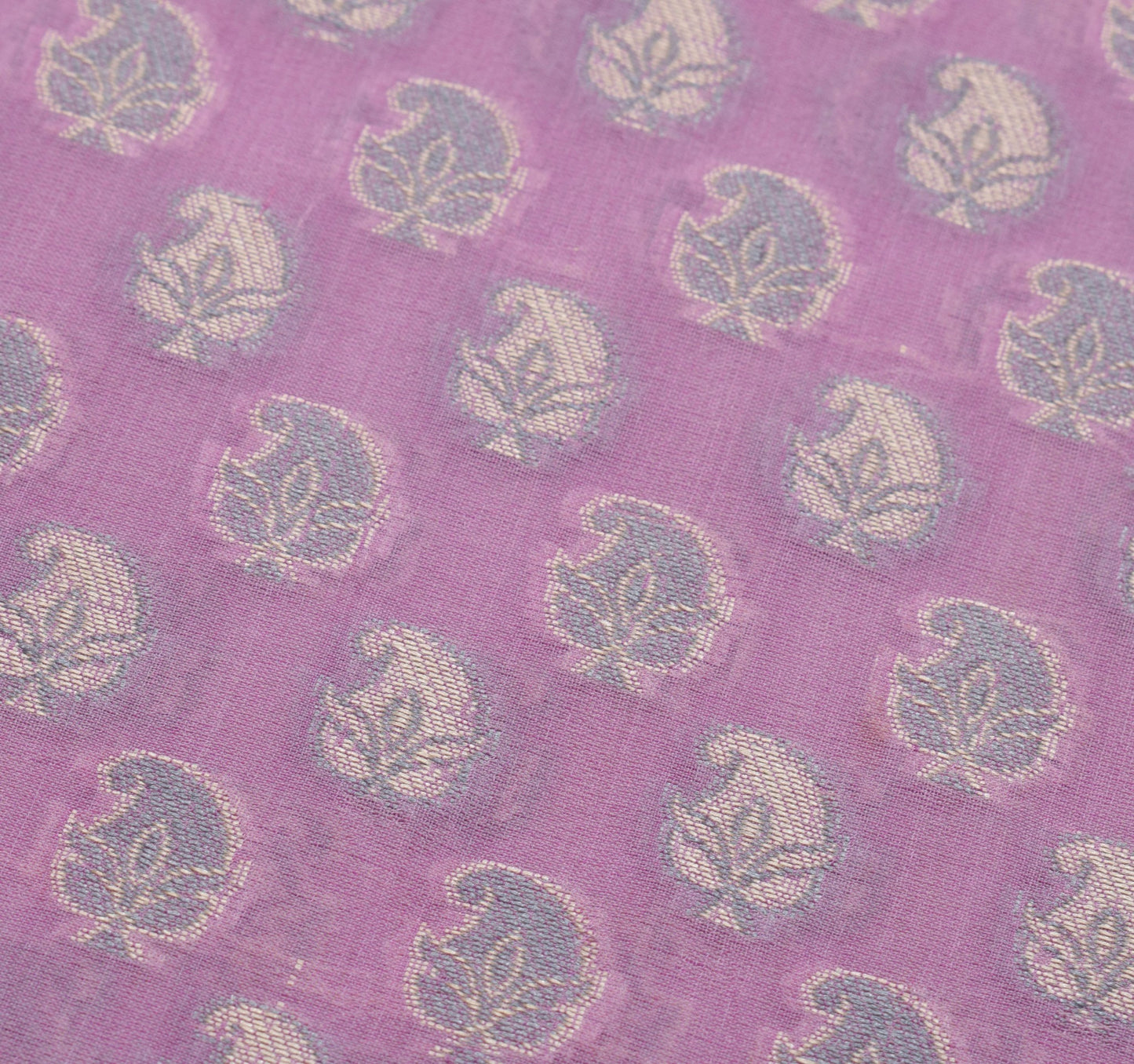 Sushila Vintage Lavender Saree Art Silk Paisley Banarasi Woven Sari Dress Fabric