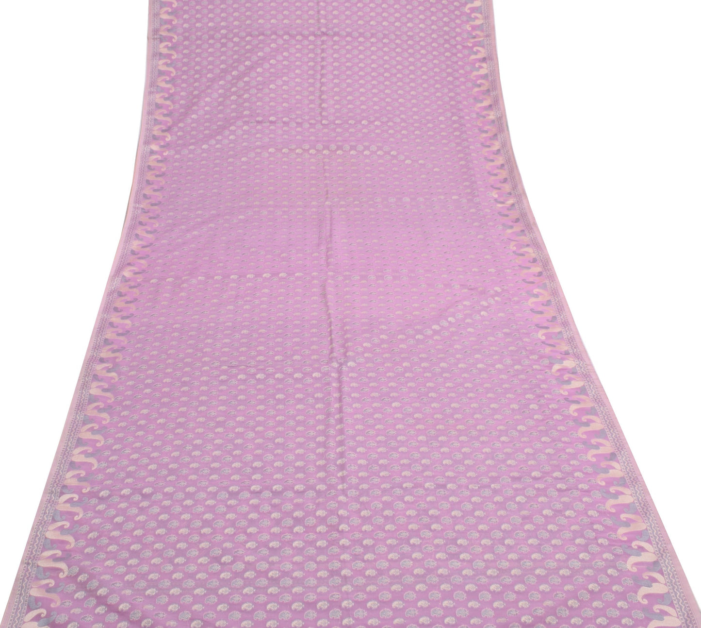 Sushila Vintage Lavender Saree Art Silk Paisley Banarasi Woven Sari Dress Fabric