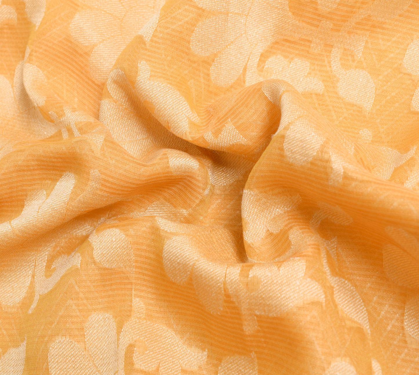 Sushila Vintage Peach Indian Saree Art Cotton Woven Floral Sari Craft Fabric