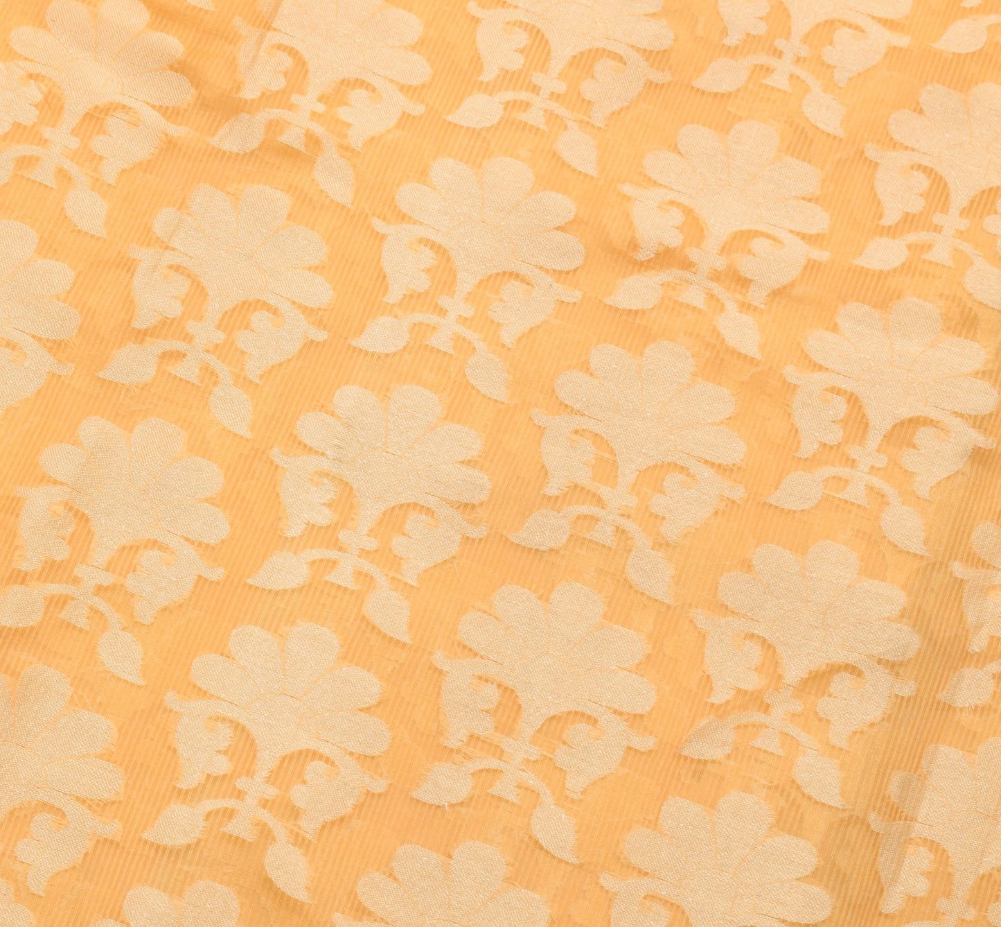 Sushila Vintage Peach Indian Saree Art Cotton Woven Floral Sari Craft Fabric