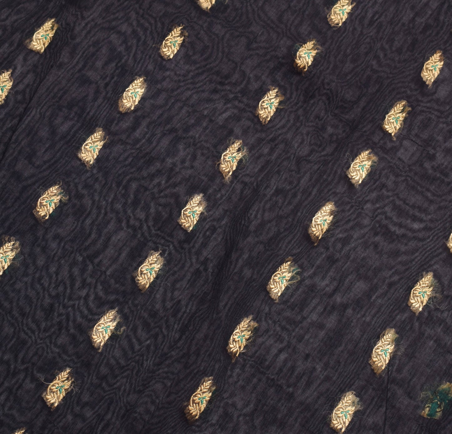 Sushila Vintage Black Classy Saree 100% Pure Cotton Silk Flora Woven Sari Fabric