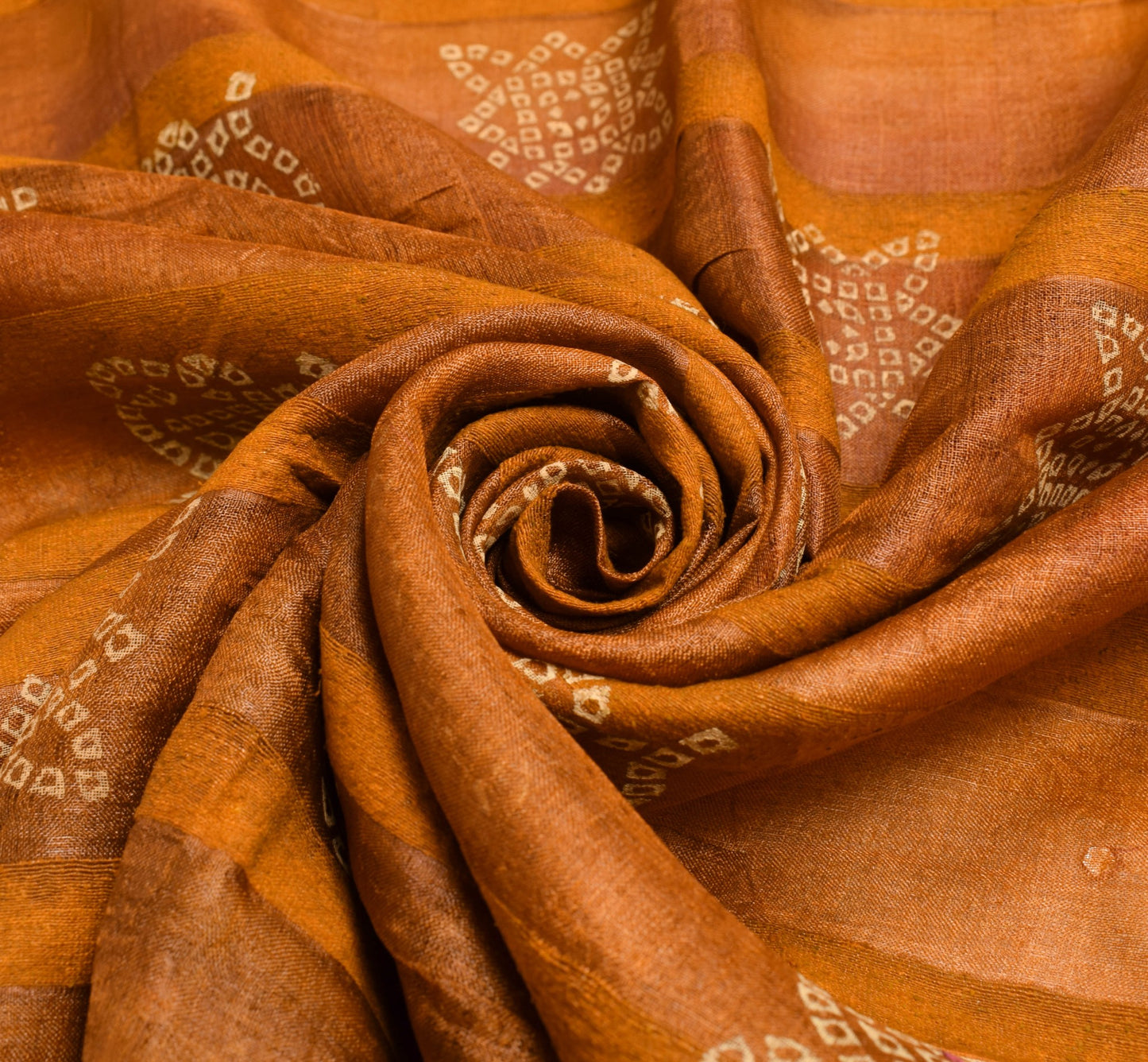 Sushila Vintage Rust Saree 100% Pure Silk Bandhani Mirror Work Sari Craft Fabric