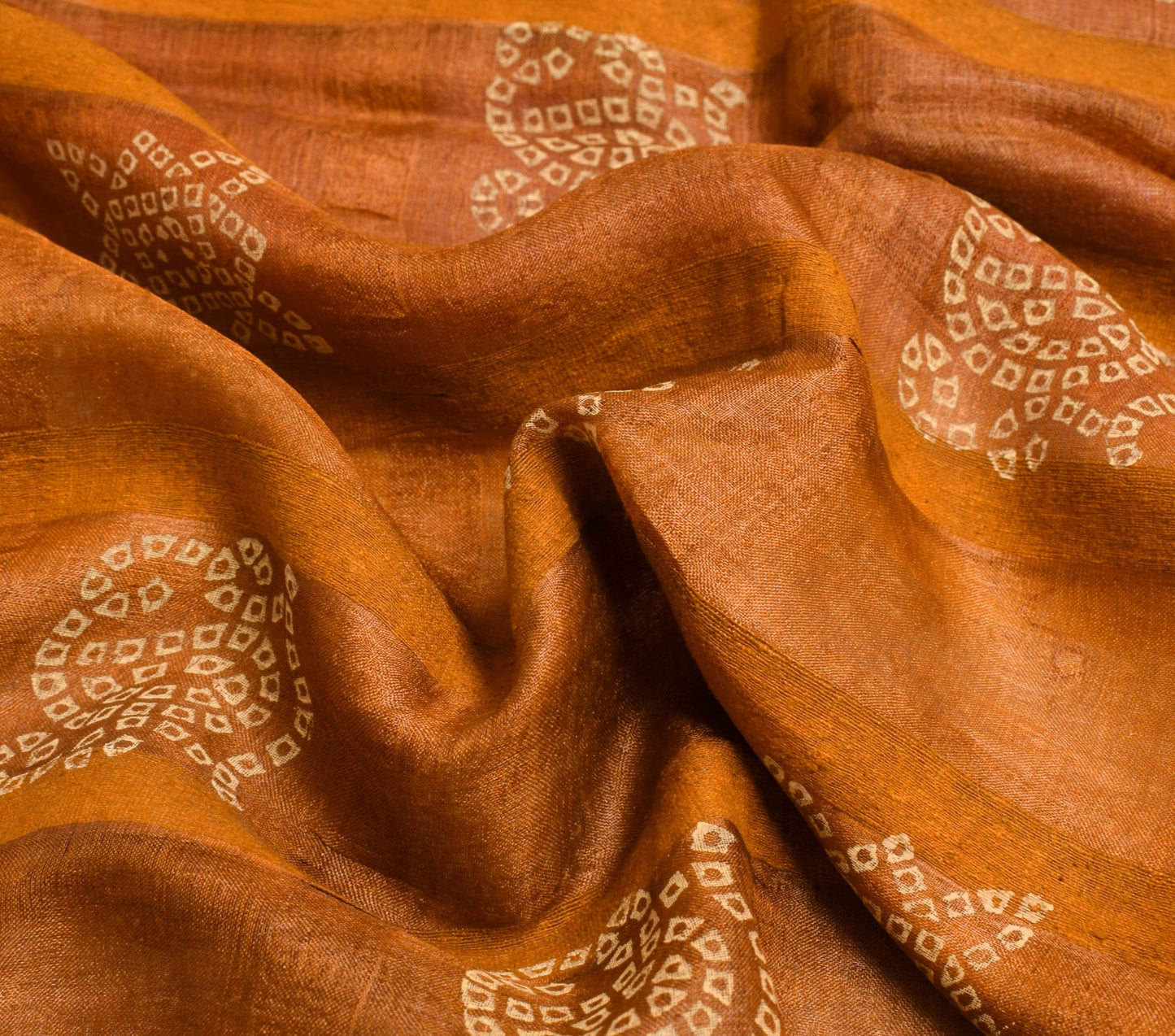 Sushila Vintage Rust Saree 100% Pure Silk Bandhani Mirror Work Sari Craft Fabric