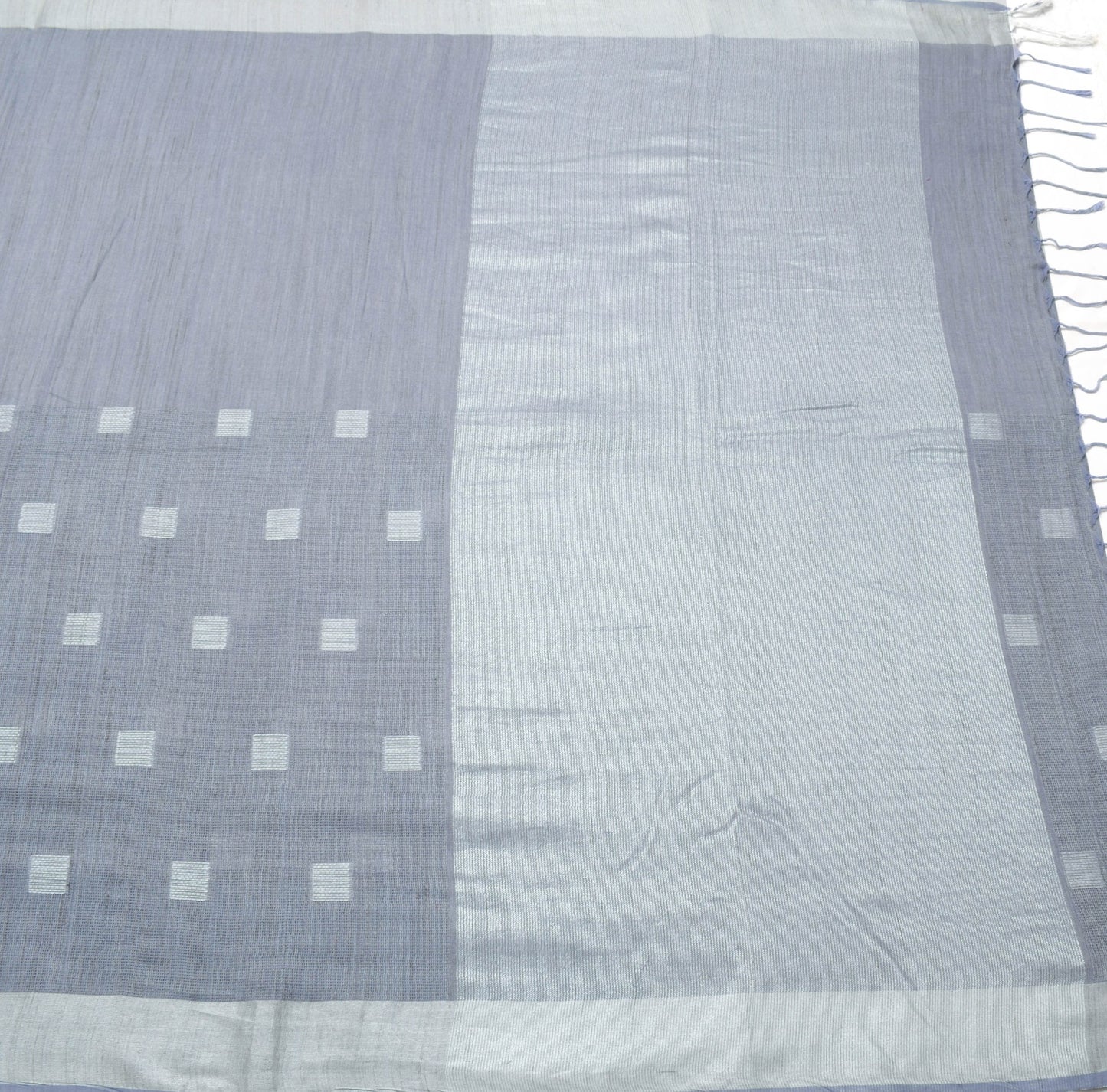 Sushila Vintage Pure Cotton Saree Hand Woven Geometrical Breathable Sari Fabric