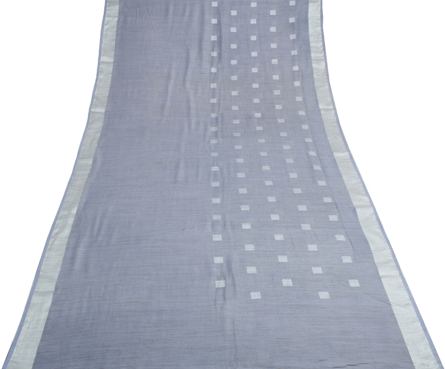 Sushila Vintage Pure Cotton Saree Hand Woven Geometrical Breathable Sari Fabric