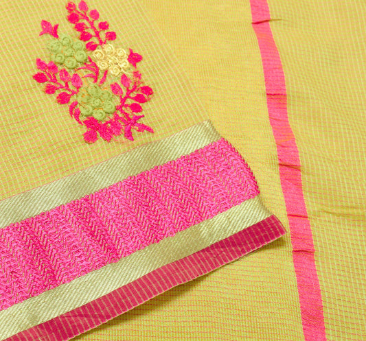 Sushila Vintage Green Maheswari Saree Art Silk Floral Embroidered Sari Fabric