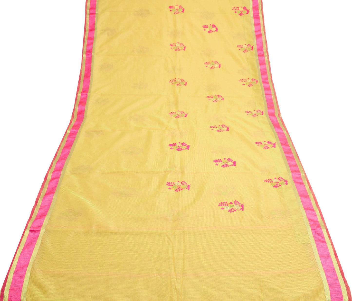 Sushila Vintage Green Maheswari Saree Art Silk Floral Embroidered Sari Fabric