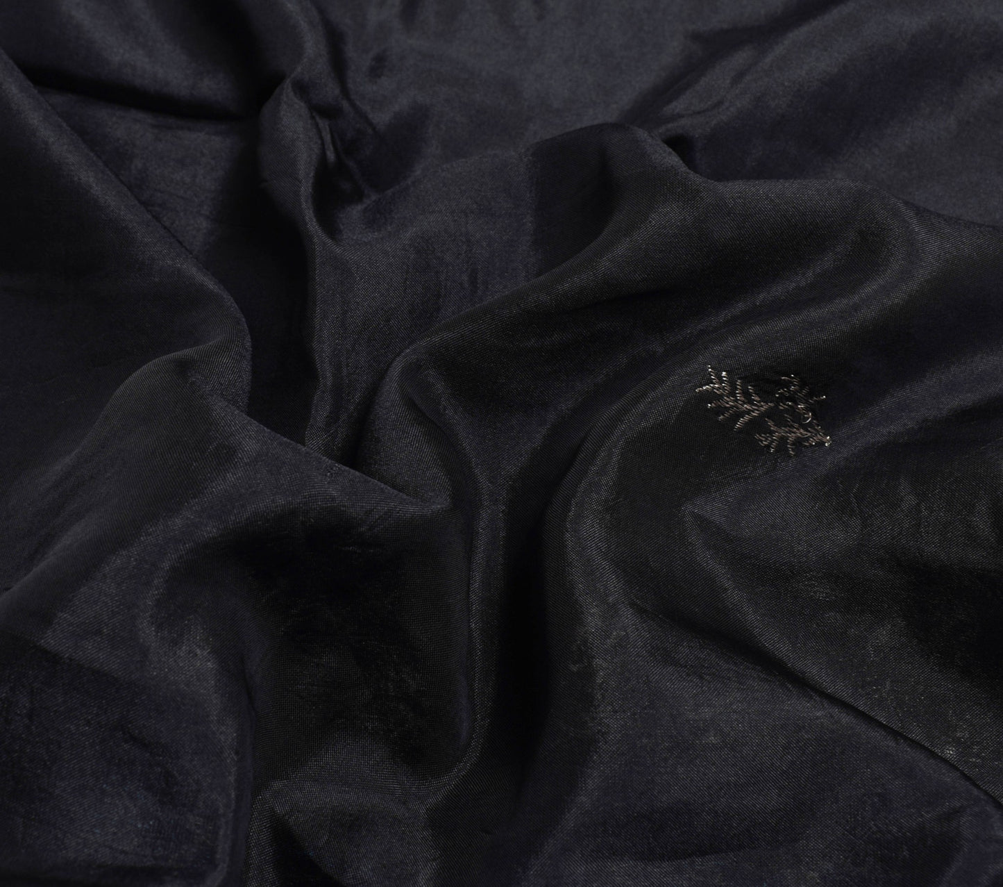 Sushila Vintage Black Zari Brocade Saree 100% Pure Silk Soft Floral Sari Fabric
