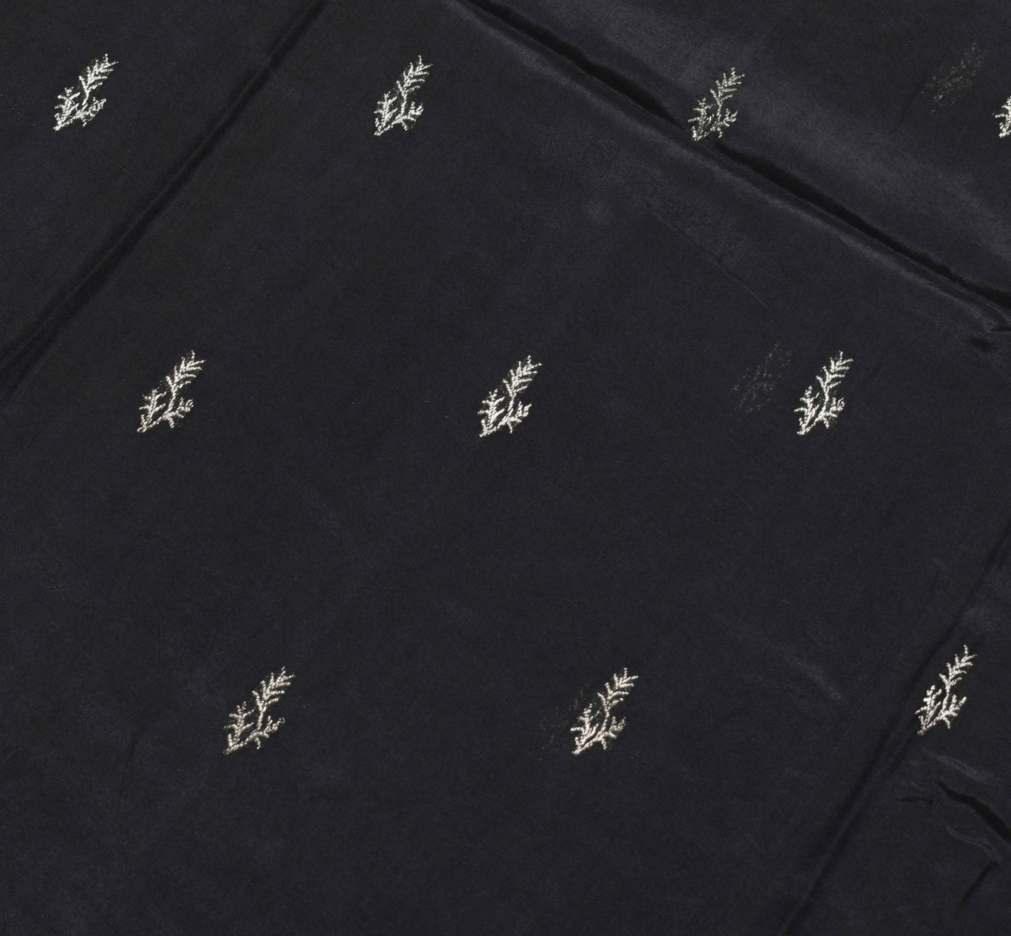 Sushila Vintage Black Zari Brocade Saree 100% Pure Silk Soft Floral Sari Fabric