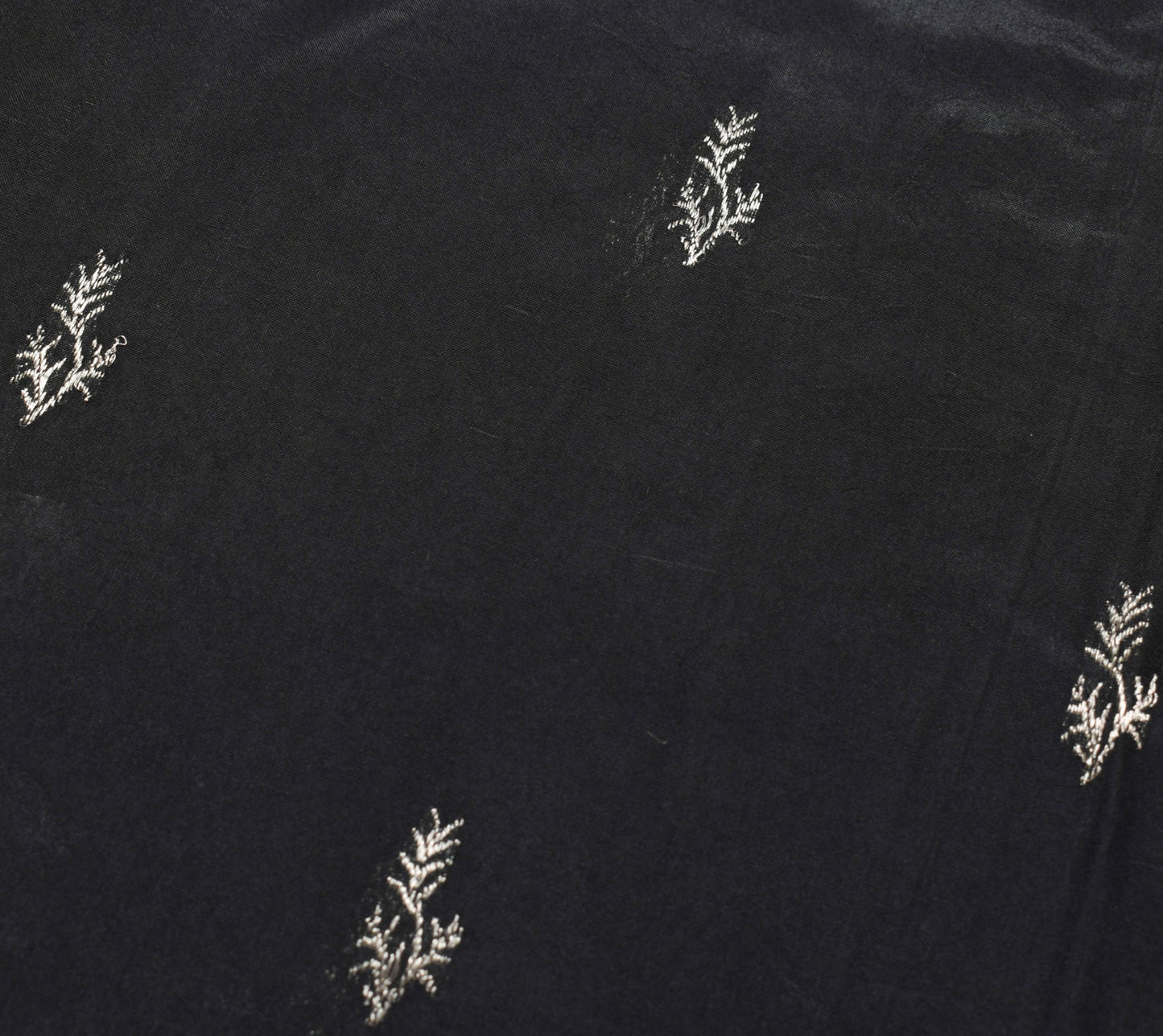Sushila Vintage Black Zari Brocade Saree 100% Pure Silk Soft Floral Sari Fabric