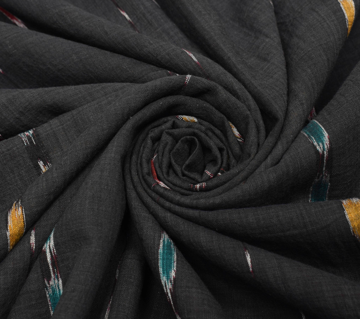 Sushila Vintage Black Saree Hand Woven Odisha Single Ikat Sari Cotton Fabric