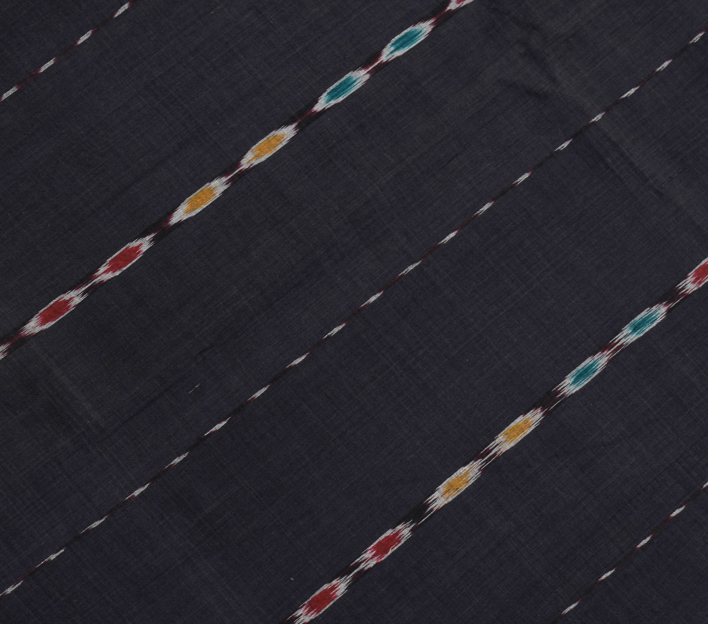 Sushila Vintage Black Saree Hand Woven Odisha Single Ikat Sari Cotton Fabric