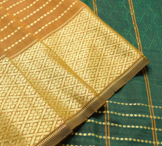 Sushila Vintage Mustard Saree 100% Pure Viscose Resham Woven Sari Craft Fabric