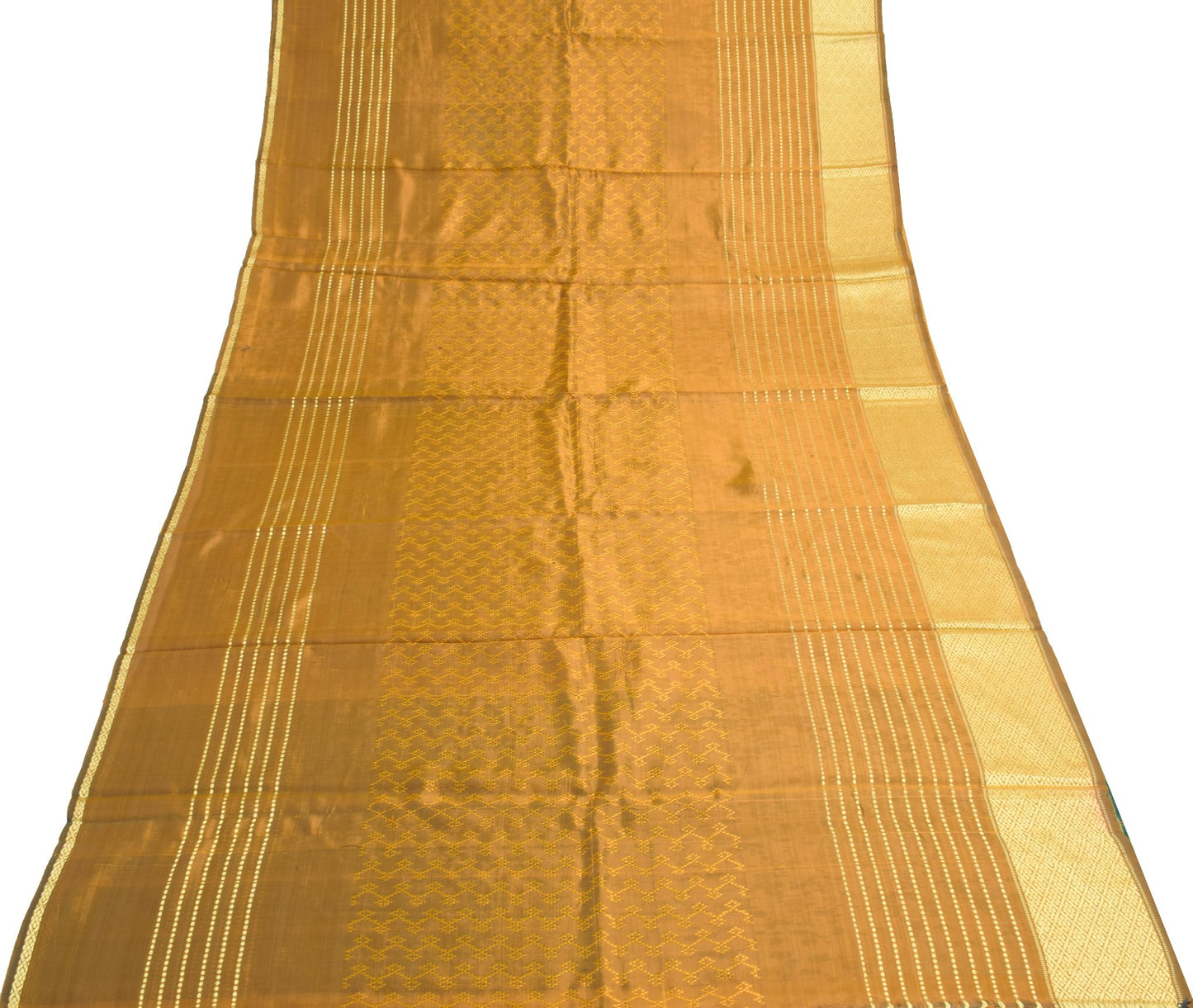 Sushila Vintage Mustard Saree 100% Pure Viscose Resham Woven Sari Craft Fabric