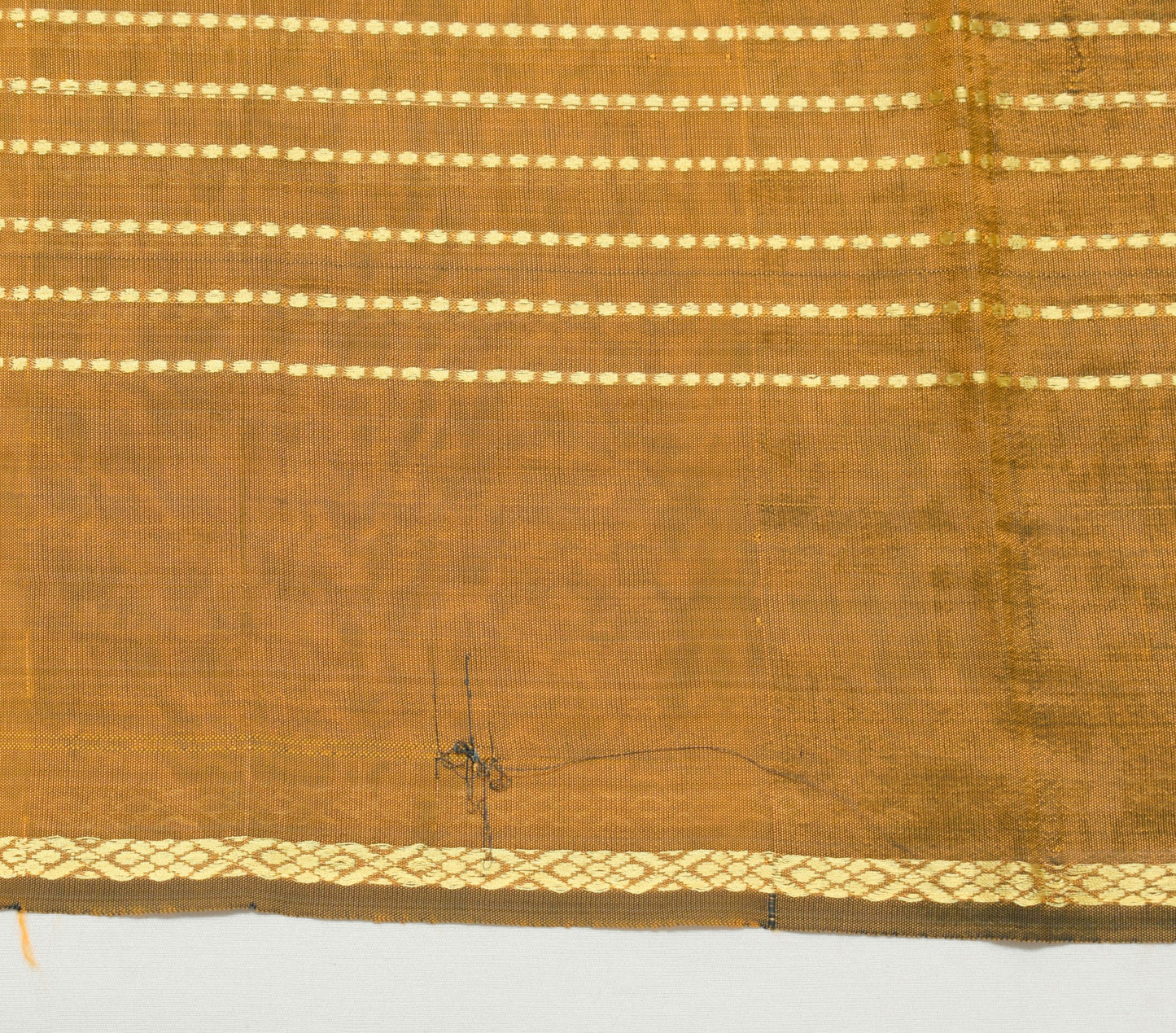 Sushila Vintage Mustard Saree 100% Pure Viscose Resham Woven Sari Craft Fabric