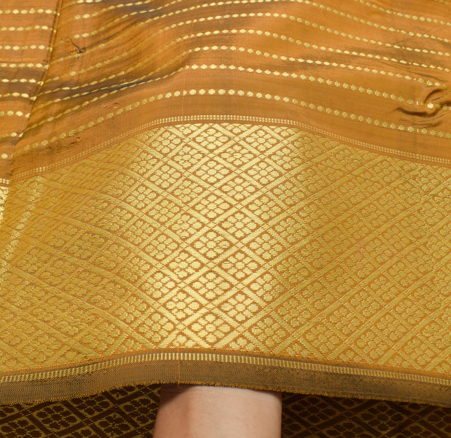 Sushila Vintage Mustard Saree 100% Pure Viscose Resham Woven Sari Craft Fabric