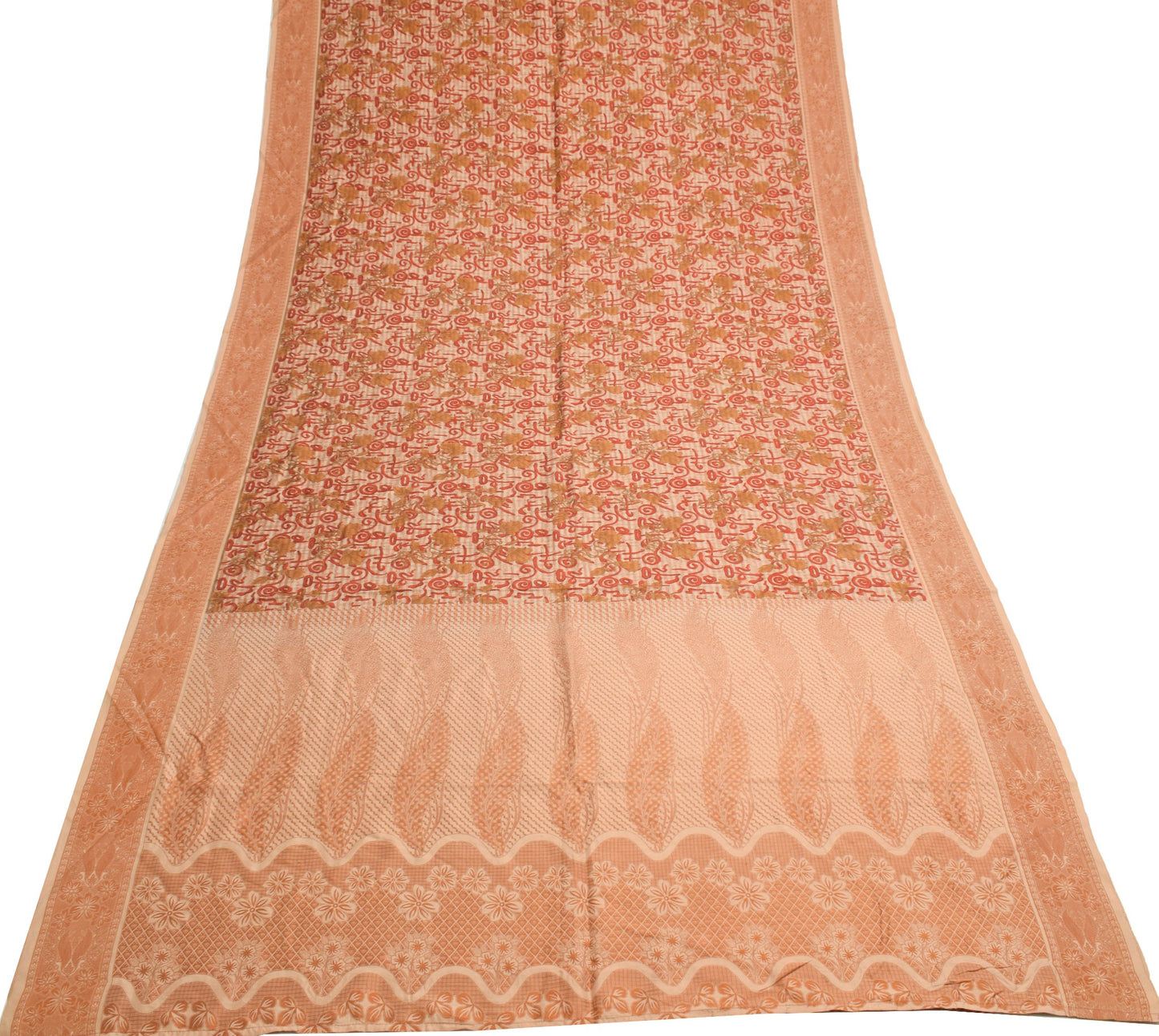Sushila Vintage Light Brown Saree Pure Mulberry Silk Self Woven Soft Sari Fabric