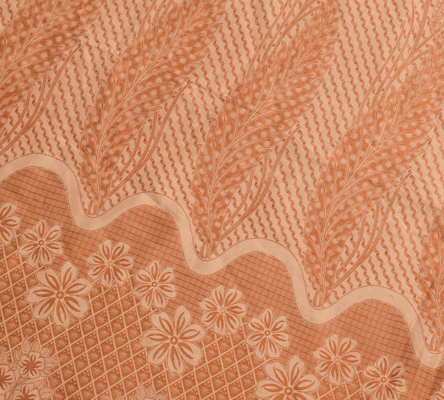 Sushila Vintage Light Brown Saree Pure Mulberry Silk Self Woven Soft Sari Fabric