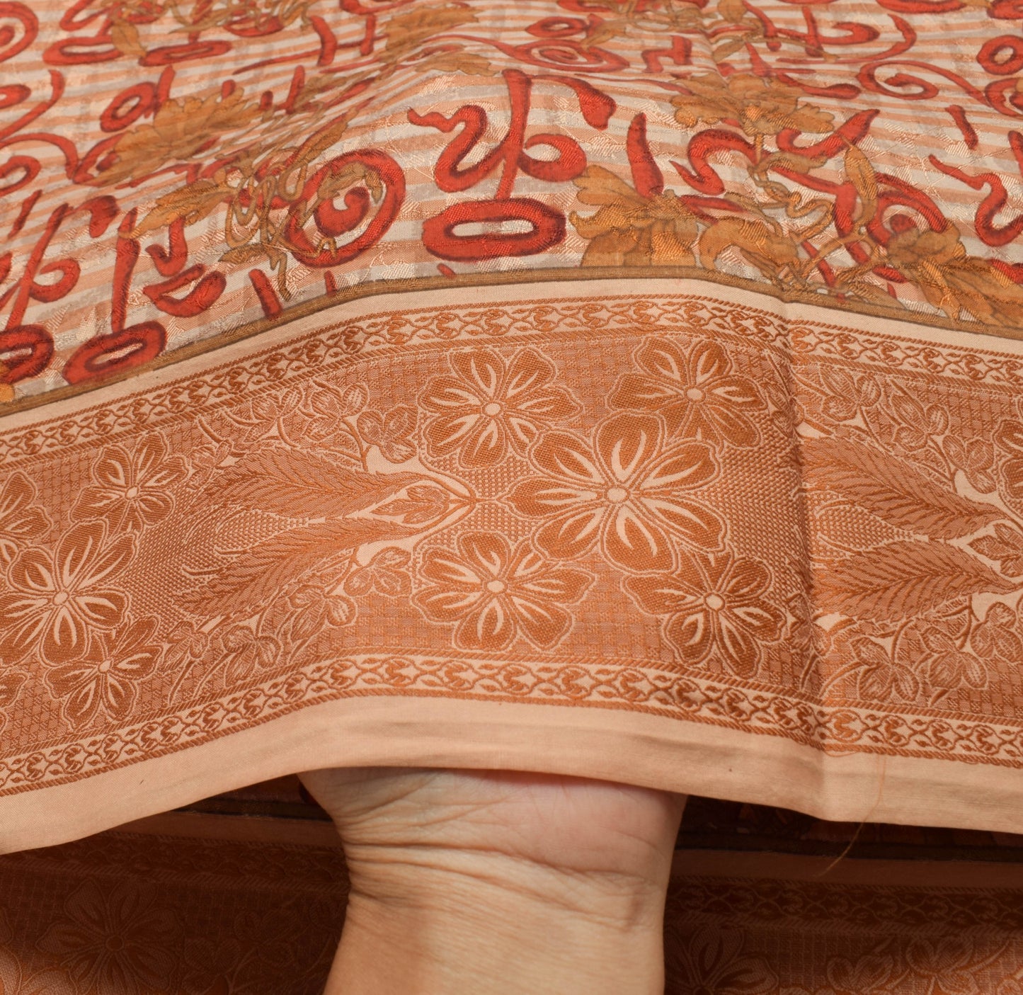 Sushila Vintage Light Brown Saree Pure Mulberry Silk Self Woven Soft Sari Fabric