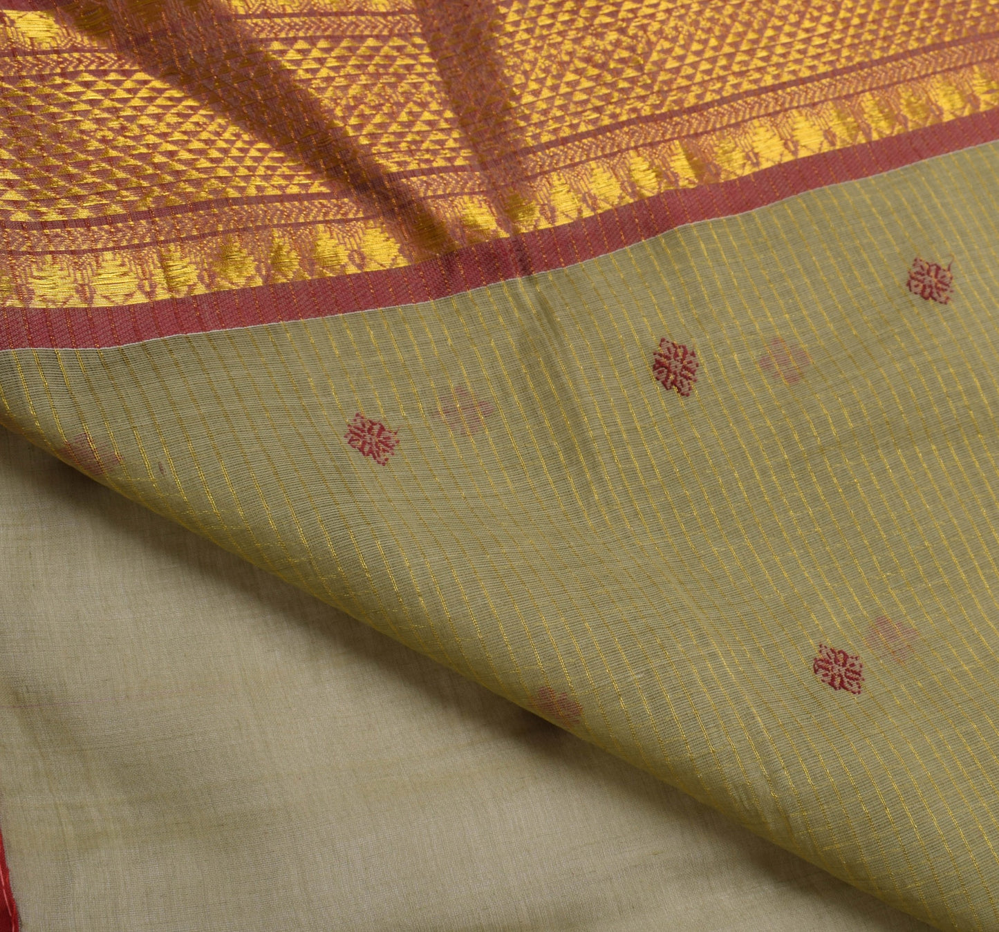 Sushila Vintage Green Saree Maroon Border Madurai Kattam Sungudi Cotton Sari