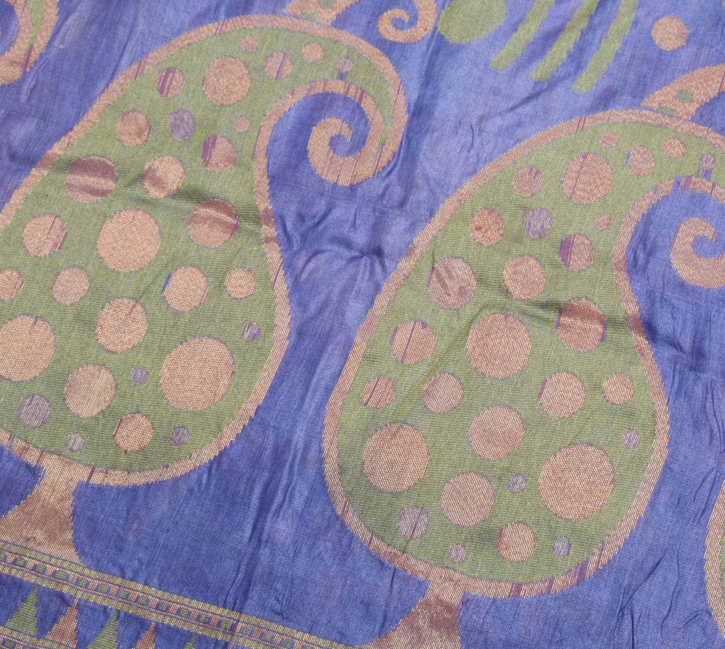 Sushila Vintage Purple Woven Saree 100%Pure Tussar Silk Paisley Sari Soft Fabric