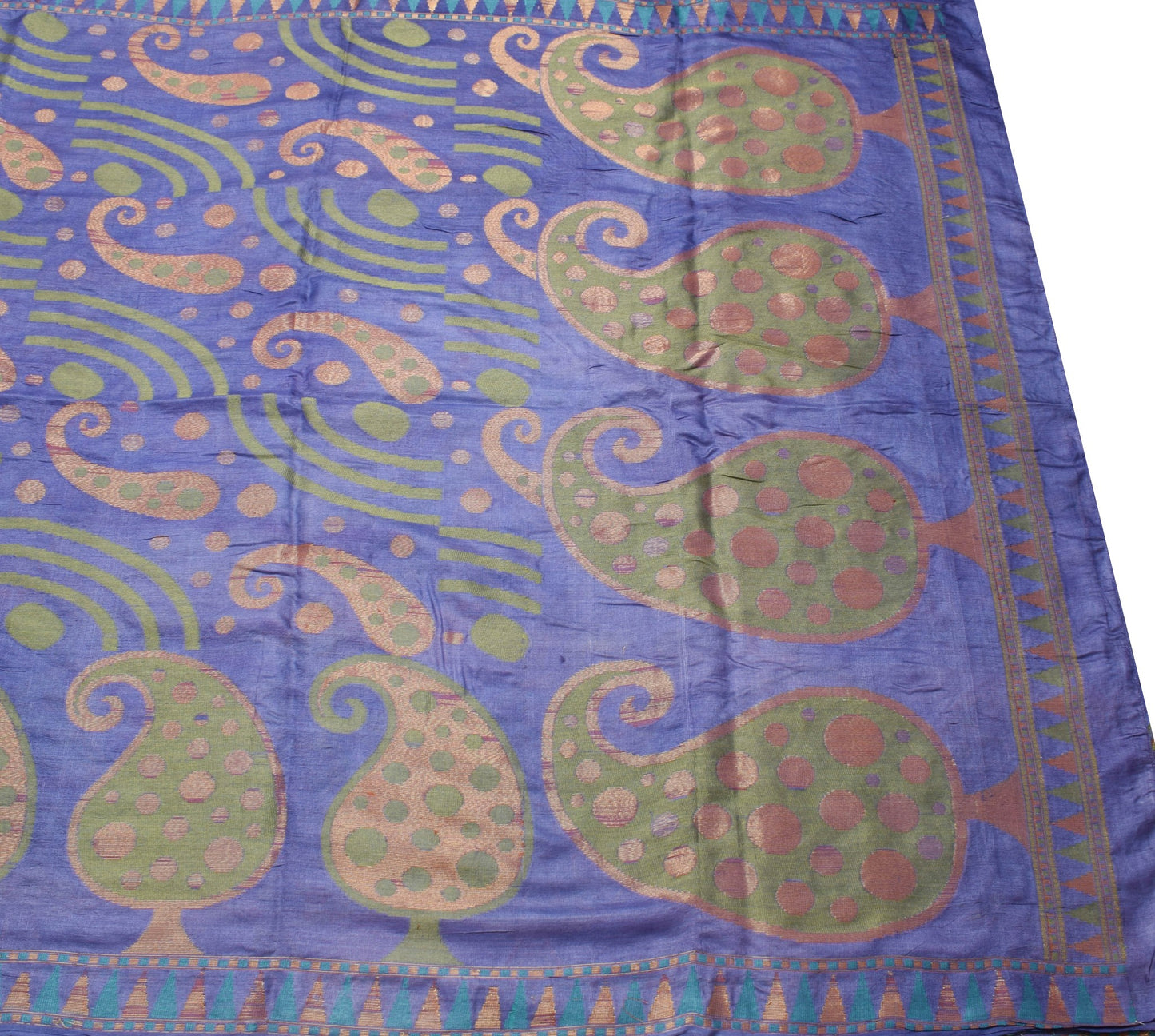 Sushila Vintage Purple Woven Saree 100%Pure Tussar Silk Paisley Sari Soft Fabric