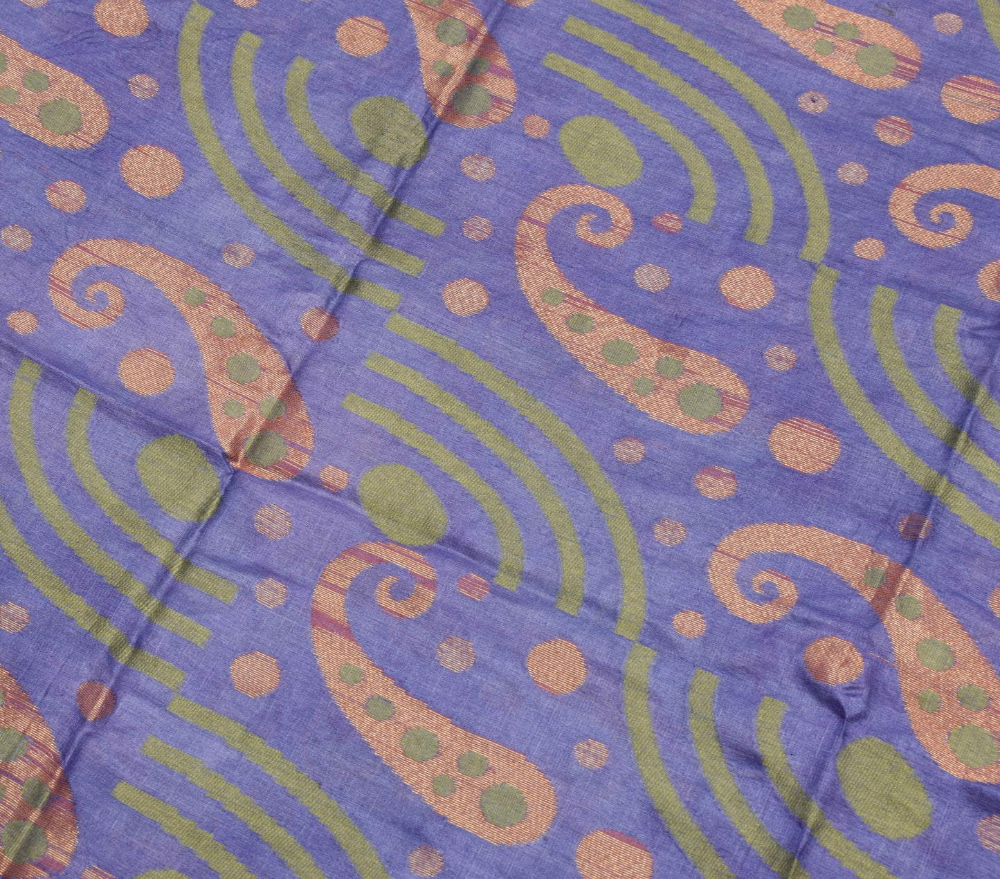 Sushila Vintage Purple Woven Saree 100%Pure Tussar Silk Paisley Sari Soft Fabric