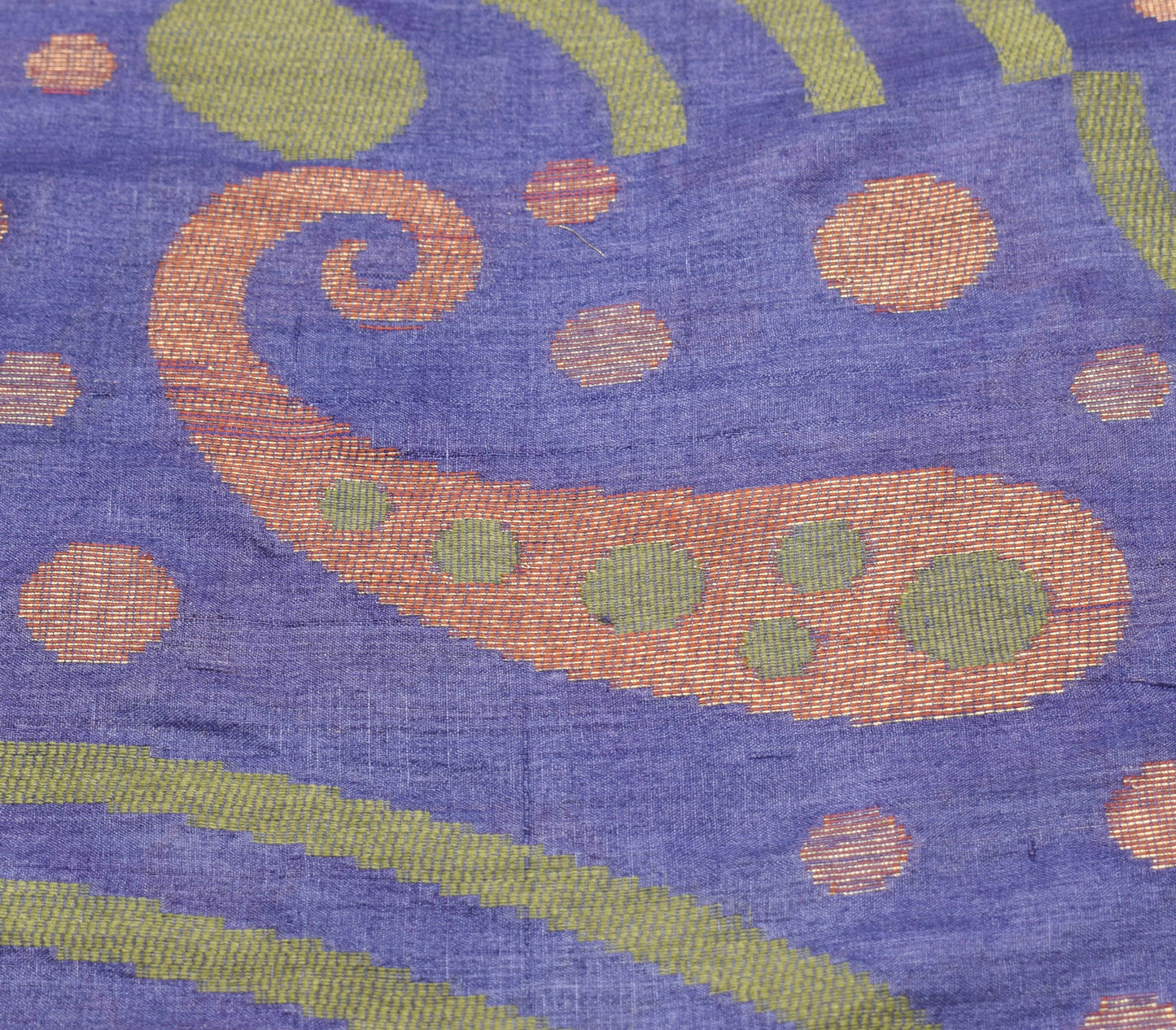Sushila Vintage Purple Woven Saree 100%Pure Tussar Silk Paisley Sari Soft Fabric