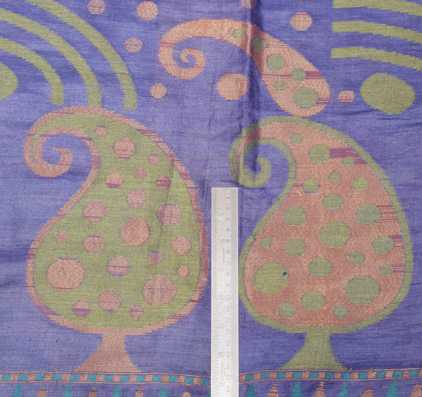 Sushila Vintage Purple Woven Saree 100%Pure Tussar Silk Paisley Sari Soft Fabric