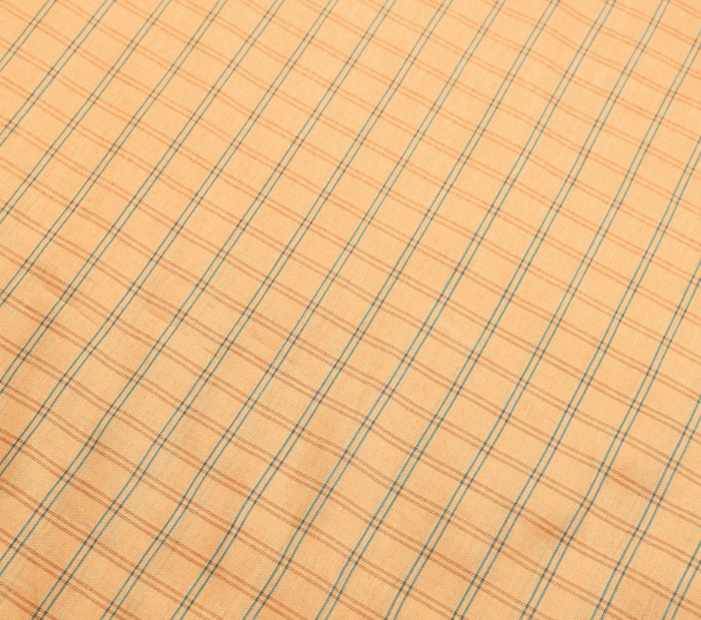 Sushila Vintage Peach Checks Saree Art Silk Woven Traditional Sari Craft Fabric