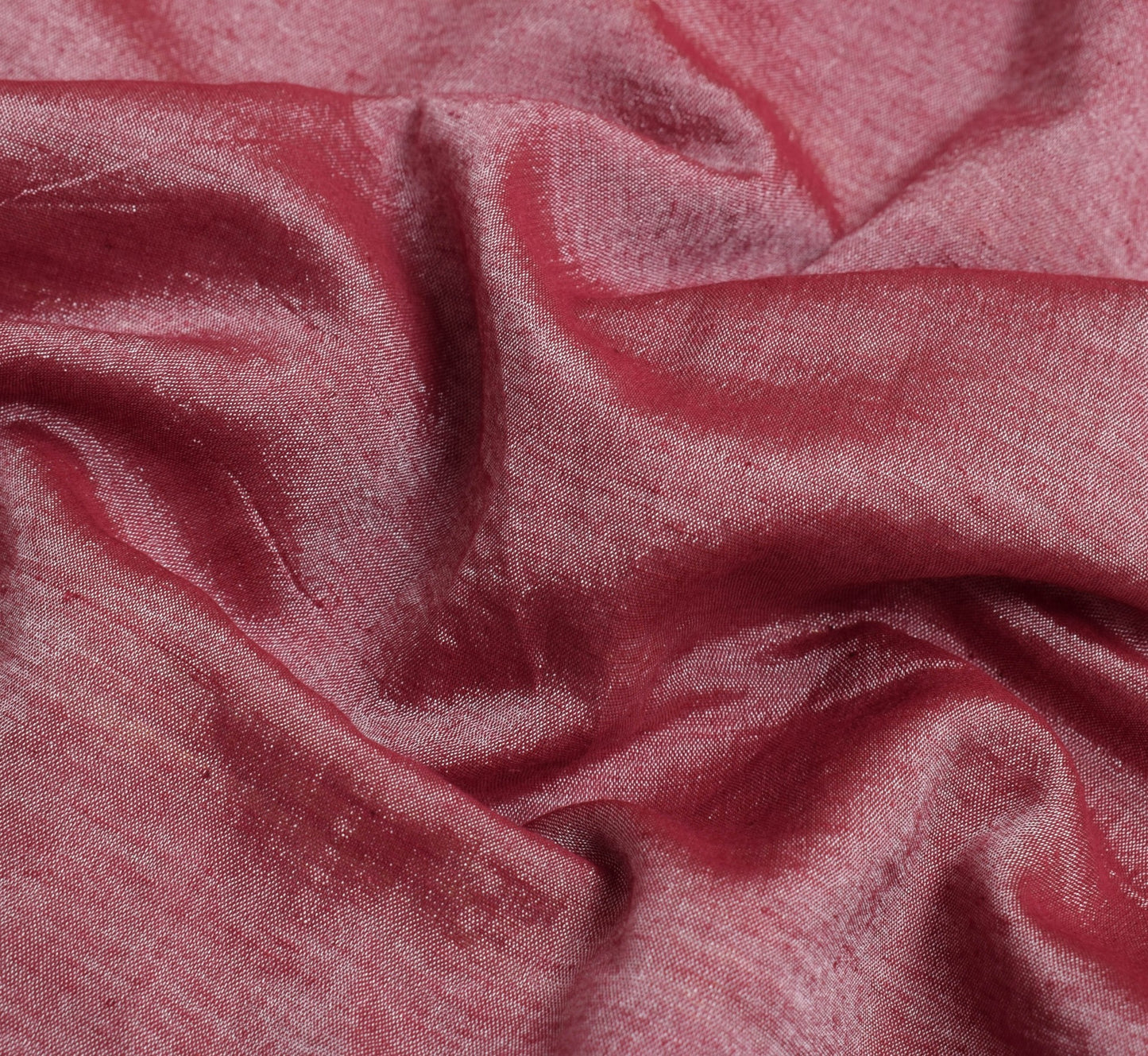 Sushila Vintage Pure Ilkal Saree Zari Butta Cotton Silk Onion Red Soft Fabric