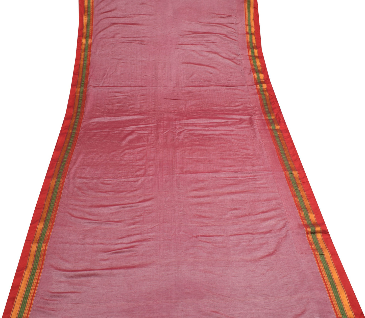 Sushila Vintage Pure Ilkal Saree Zari Butta Cotton Silk Onion Red Soft Fabric