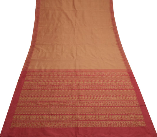 Sushila Vintage Dual Tone Saree 100% Pure Cotton Silk Woven Sari Craft Fabric
