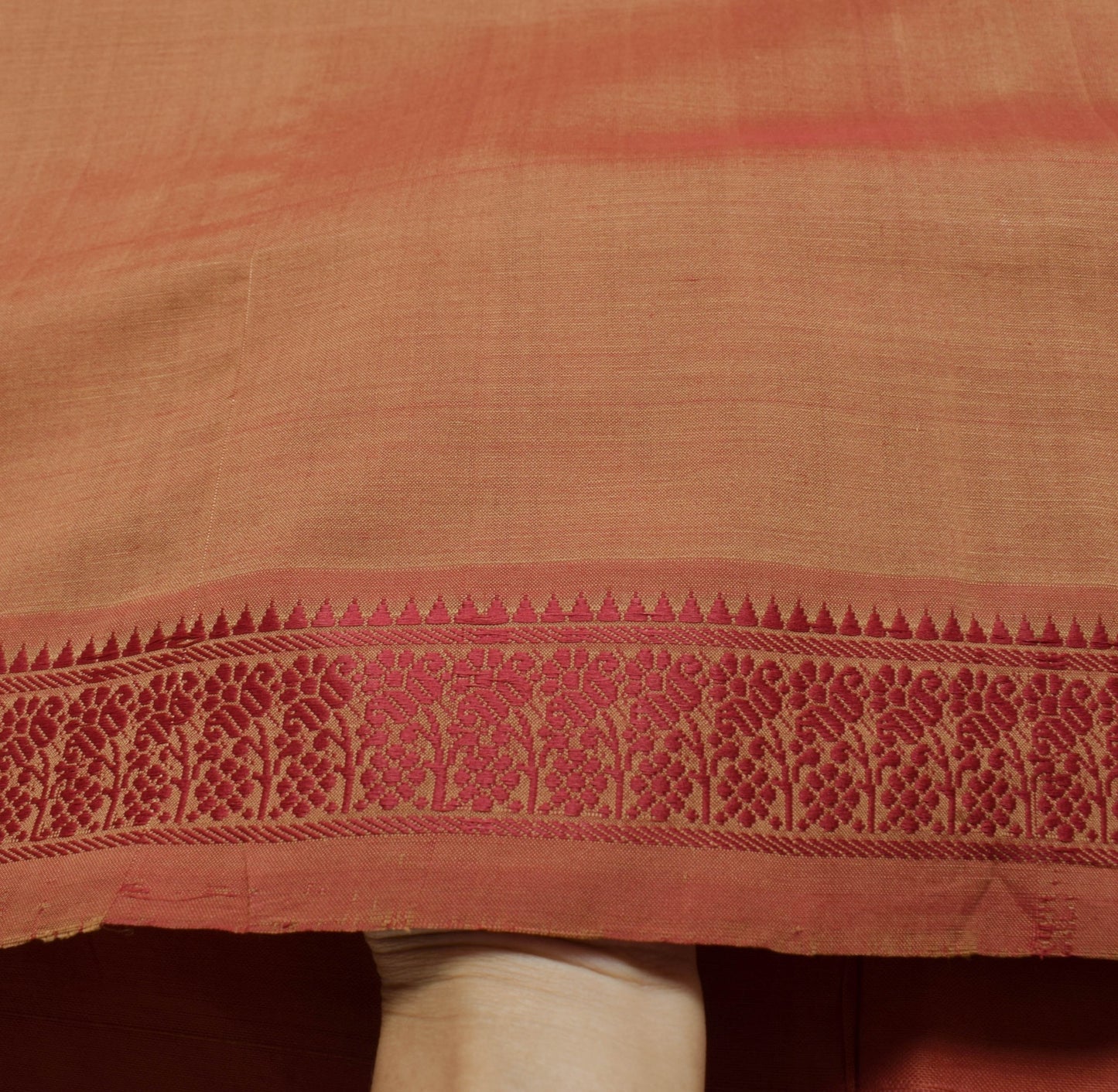 Sushila Vintage Dual Tone Saree 100% Pure Cotton Silk Woven Sari Craft Fabric
