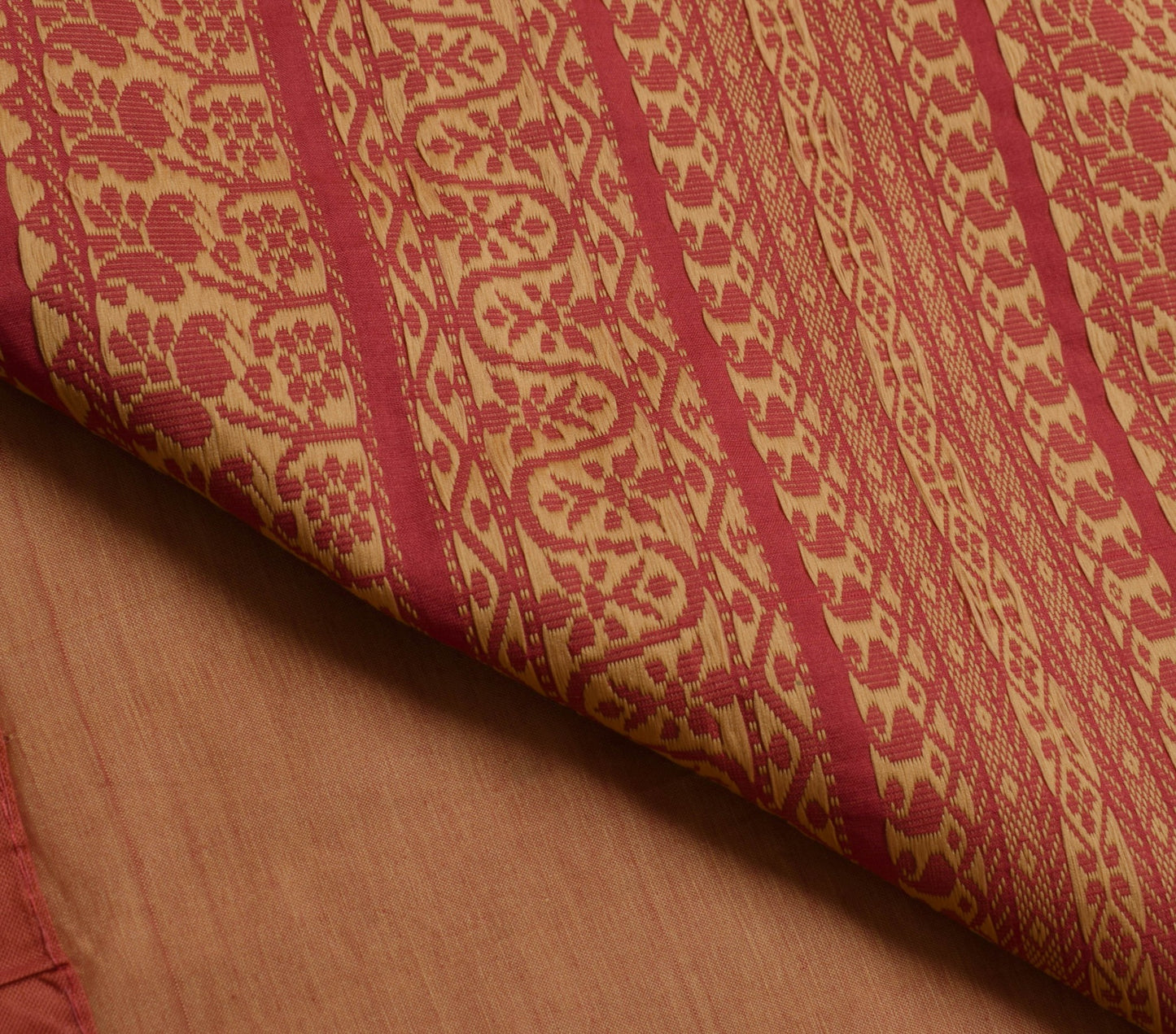 Sushila Vintage Dual Tone Saree 100% Pure Cotton Silk Woven Sari Craft Fabric