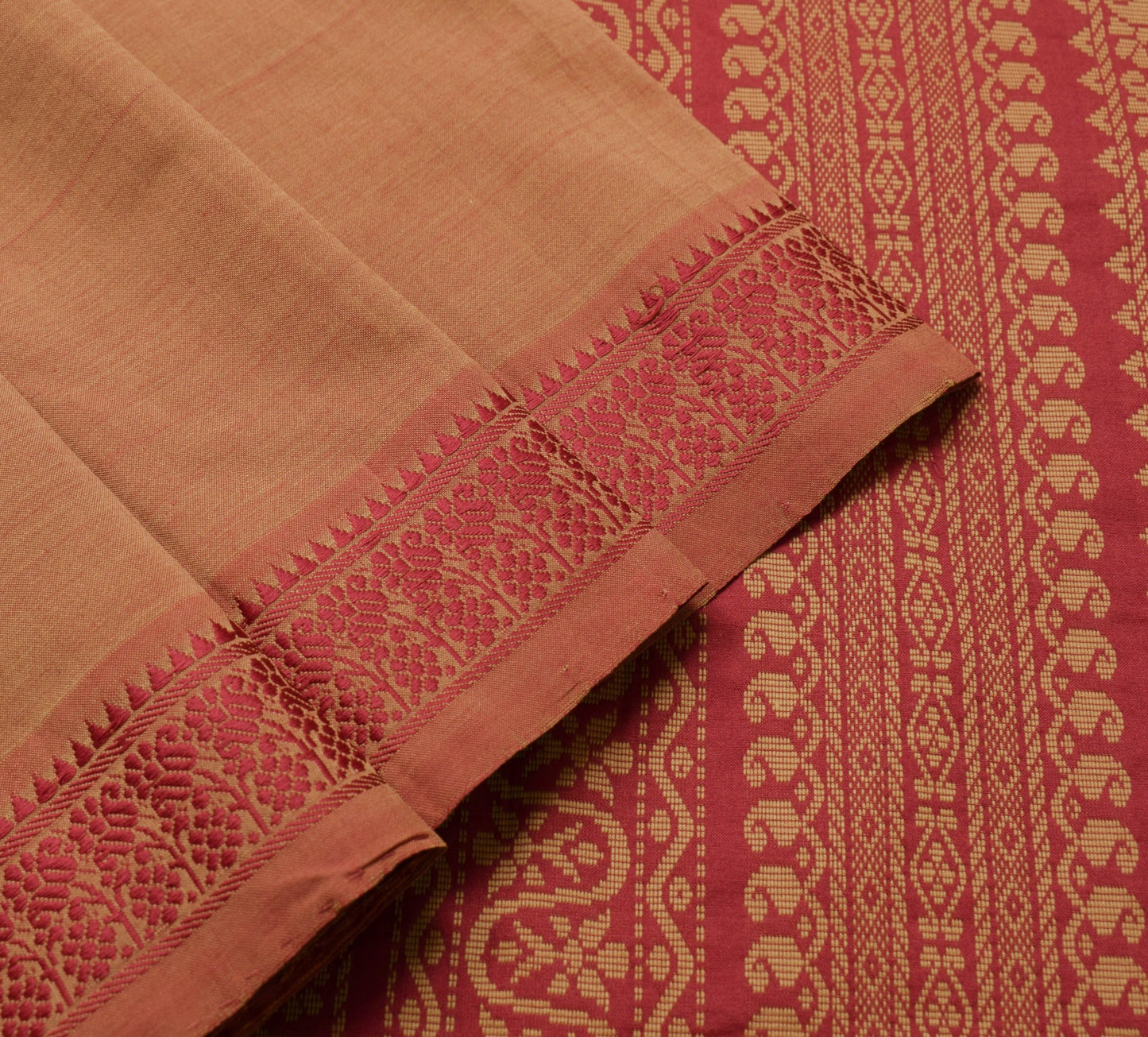 Sushila Vintage Dual Tone Saree 100% Pure Cotton Silk Woven Sari Craft Fabric