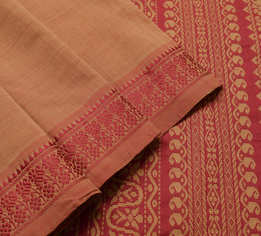 Sushila Vintage Dual Tone Saree 100% Pure Cotton Silk Woven Sari Craft Fabric