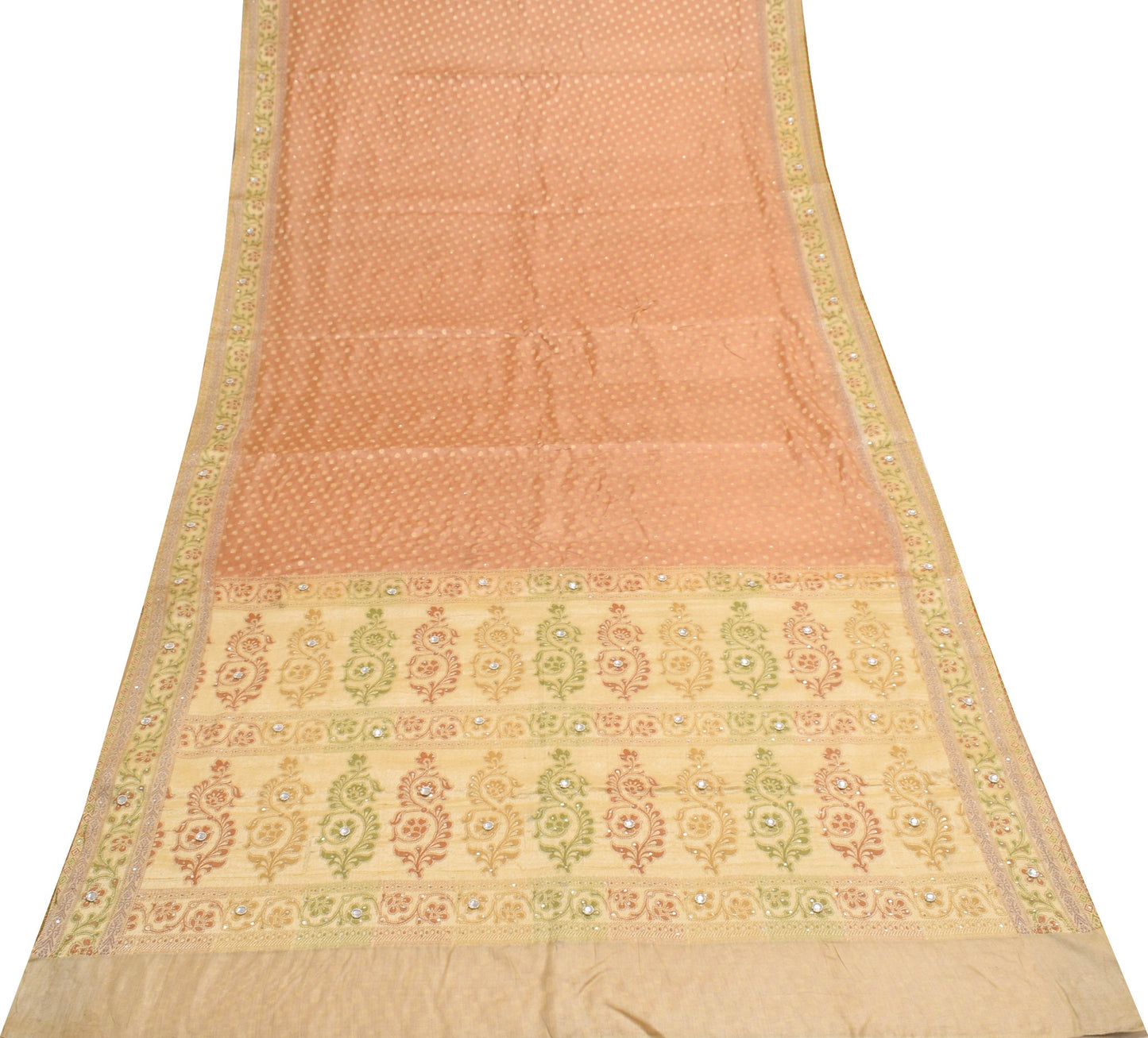 Sushila Vintage Brown Saree 100% Pure Tussar Silk Zari Woven Indian Sari Fabric