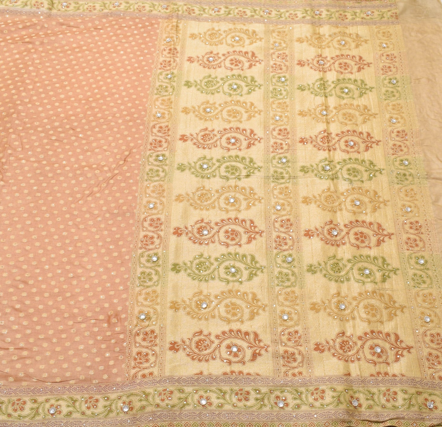 Sushila Vintage Brown Saree 100% Pure Tussar Silk Zari Woven Indian Sari Fabric