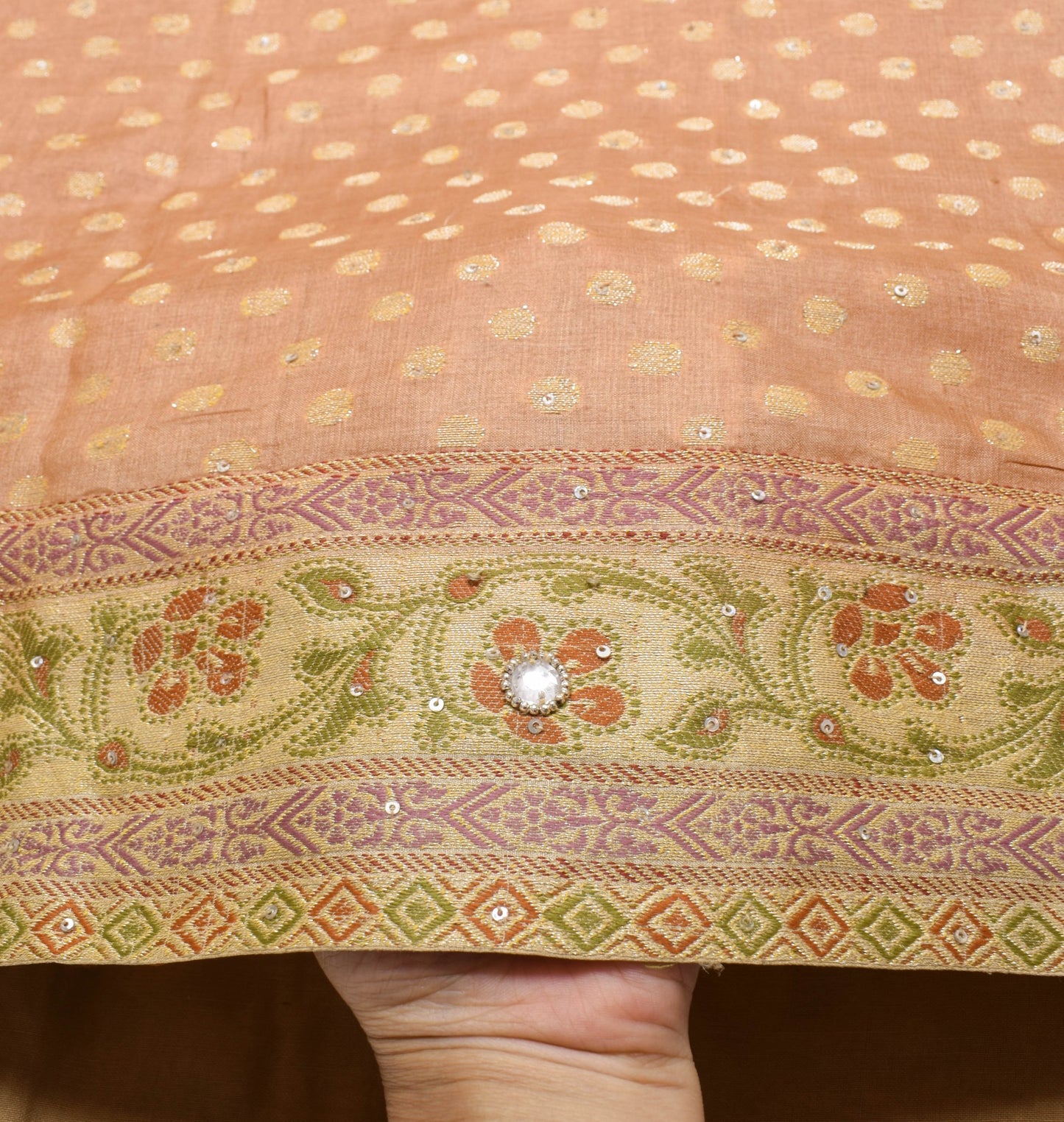 Sushila Vintage Brown Saree 100% Pure Tussar Silk Zari Woven Indian Sari Fabric